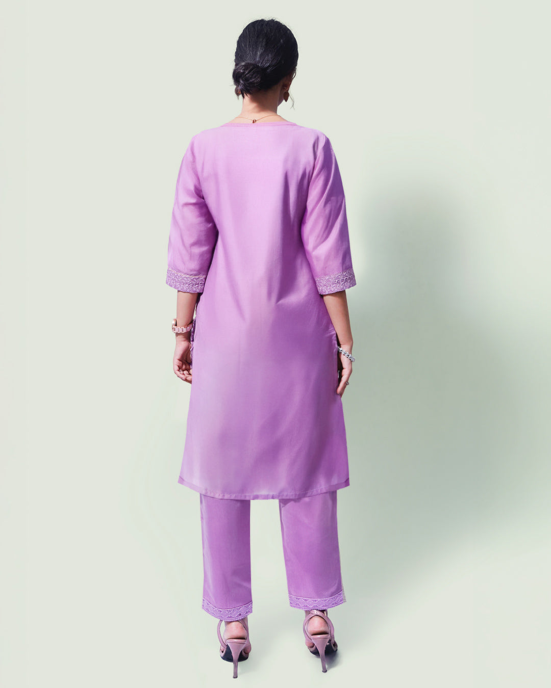 Nooré Threaded Lilac Grace, Chanderi Cotton, 3 piece suit