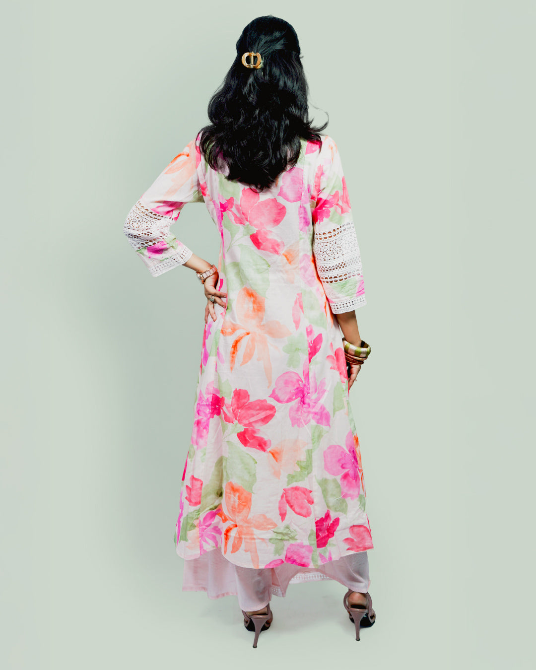 Gulnaar Bloom, 100% Cotton Suit with Crochet Lacework-3 piece set