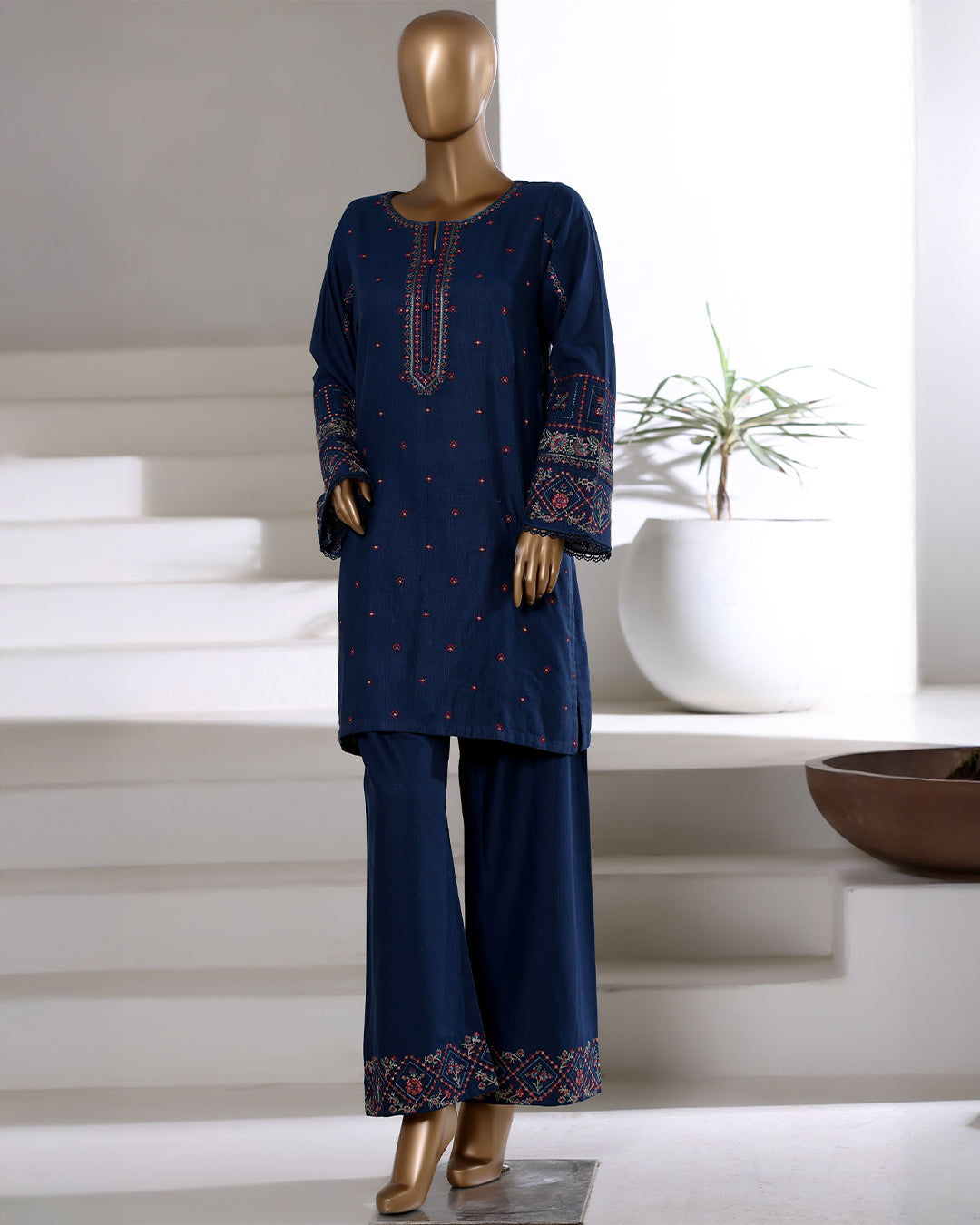 Navy Blue Ready to Wear Winter Khaddar Co-Ord Set