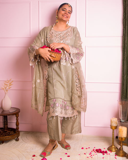 Beautiful Sage Green Floral Affair — 3 Pc Luxury Set