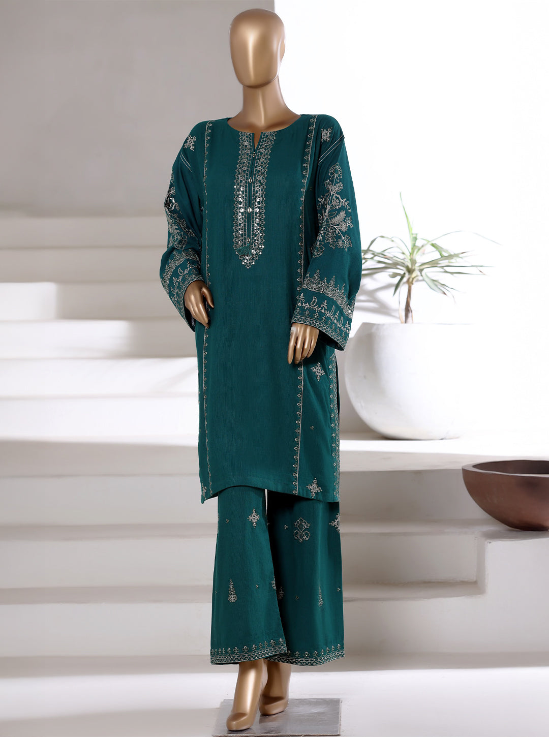Ready to Wear Winter Khaddar Co-Ord Set – Emerald Green