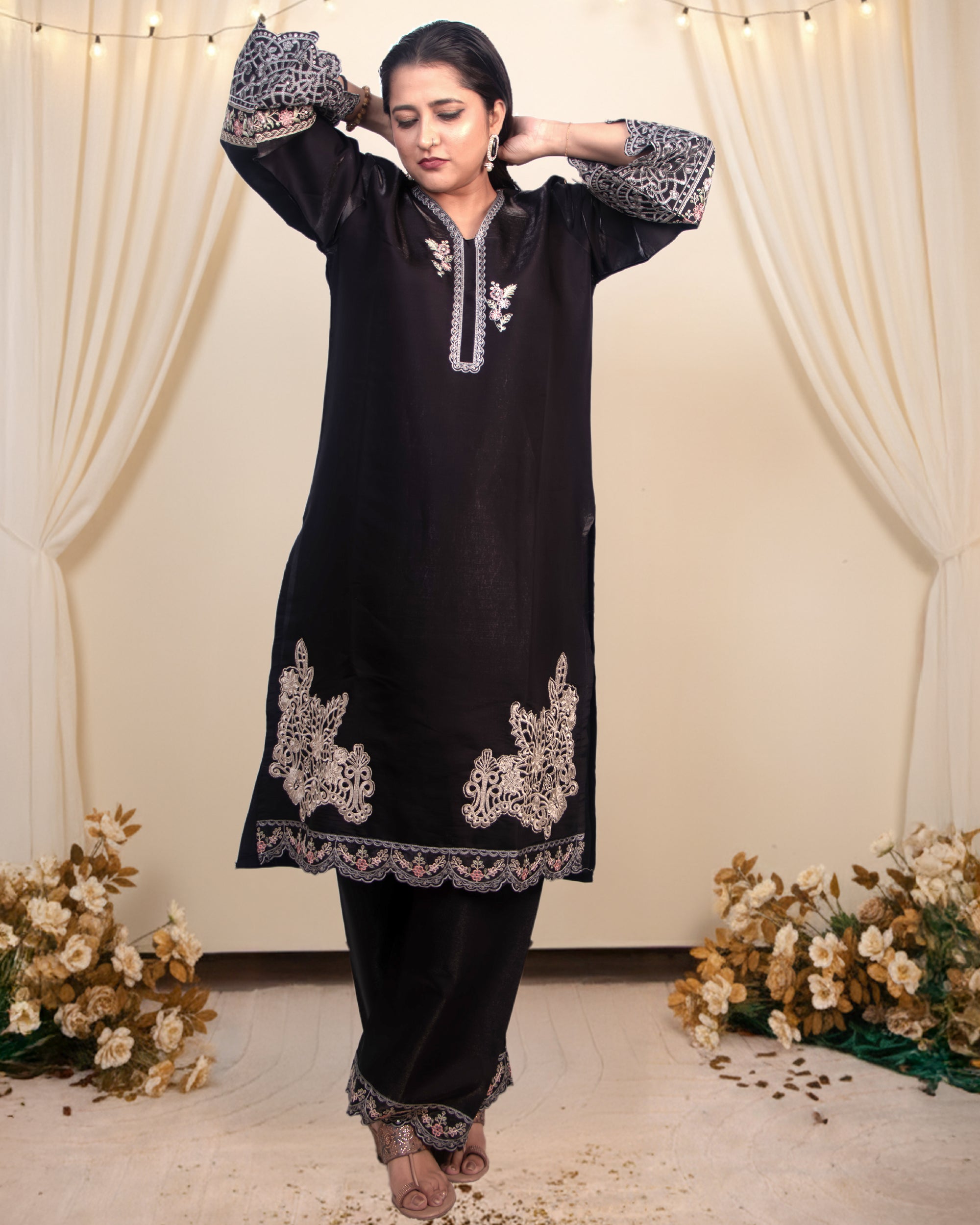 Black Jimmy Choo Embroidered 2-Piece Co-ord Set