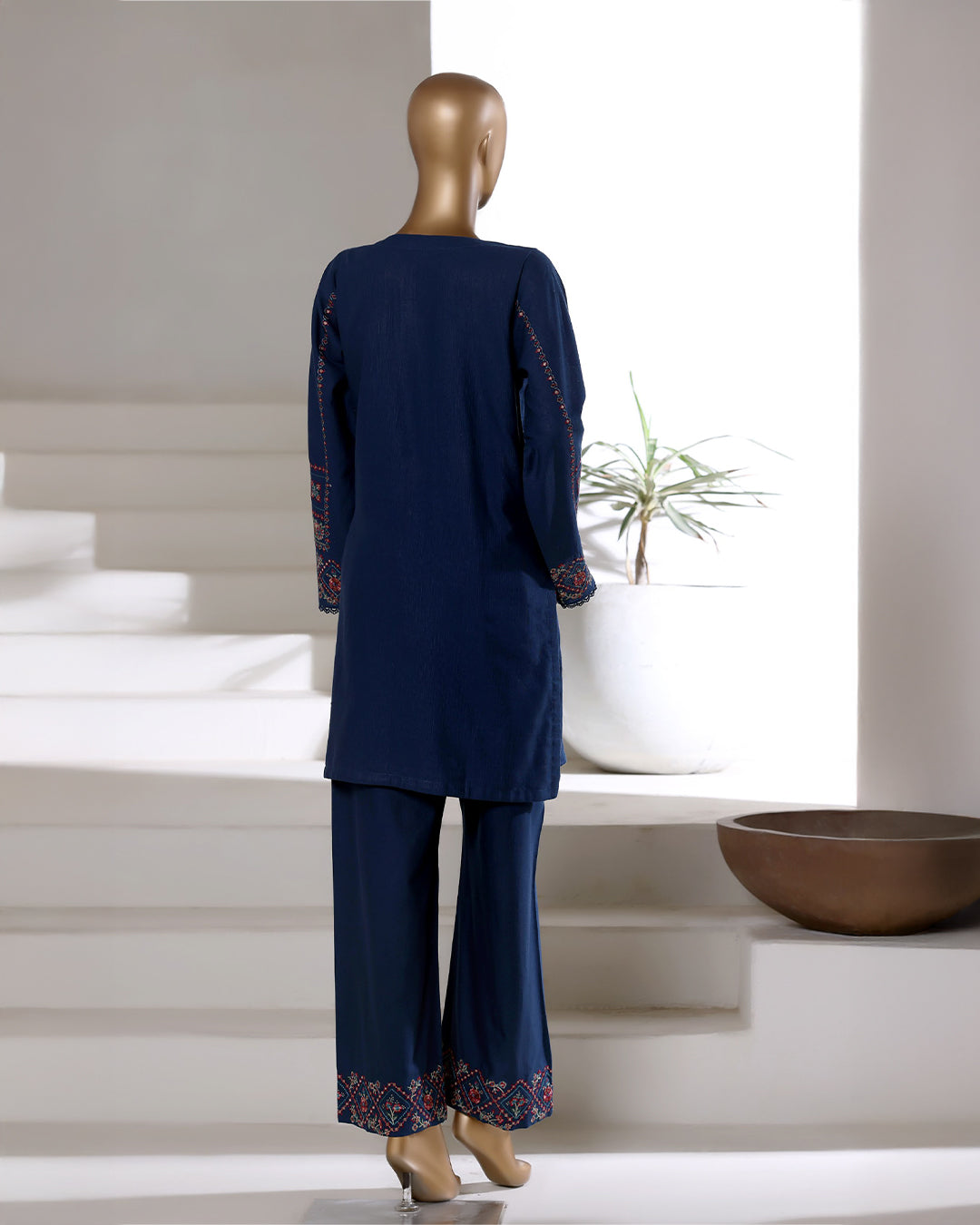 Navy Blue Ready to Wear Winter Khaddar Co-Ord Set