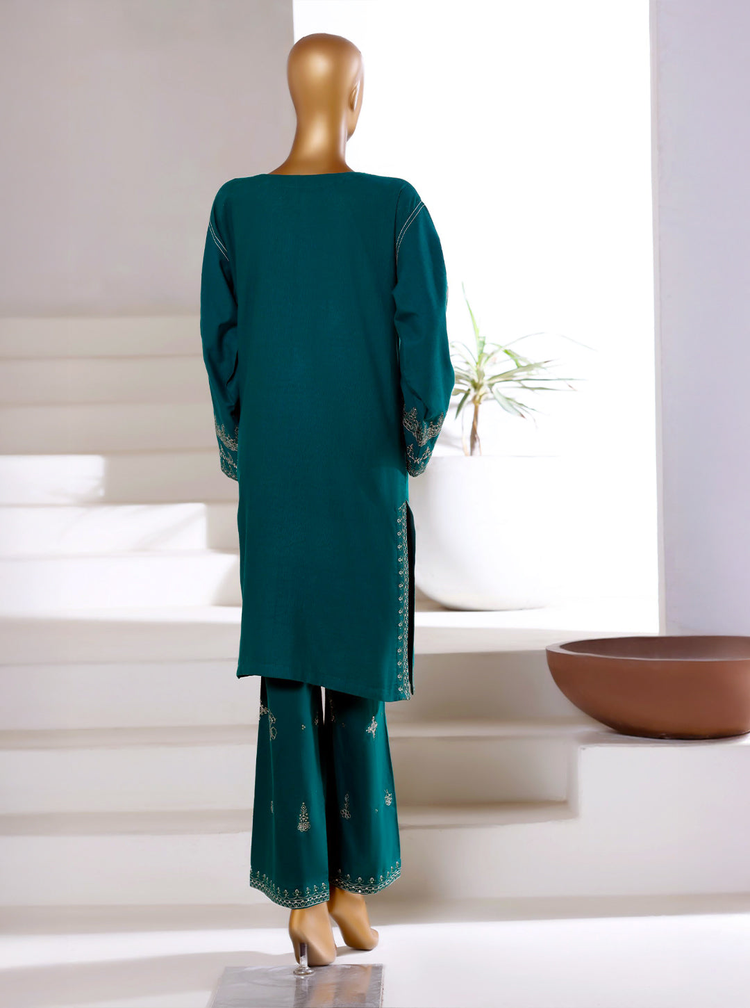 Ready to Wear Winter Khaddar Co-Ord Set – Emerald Green