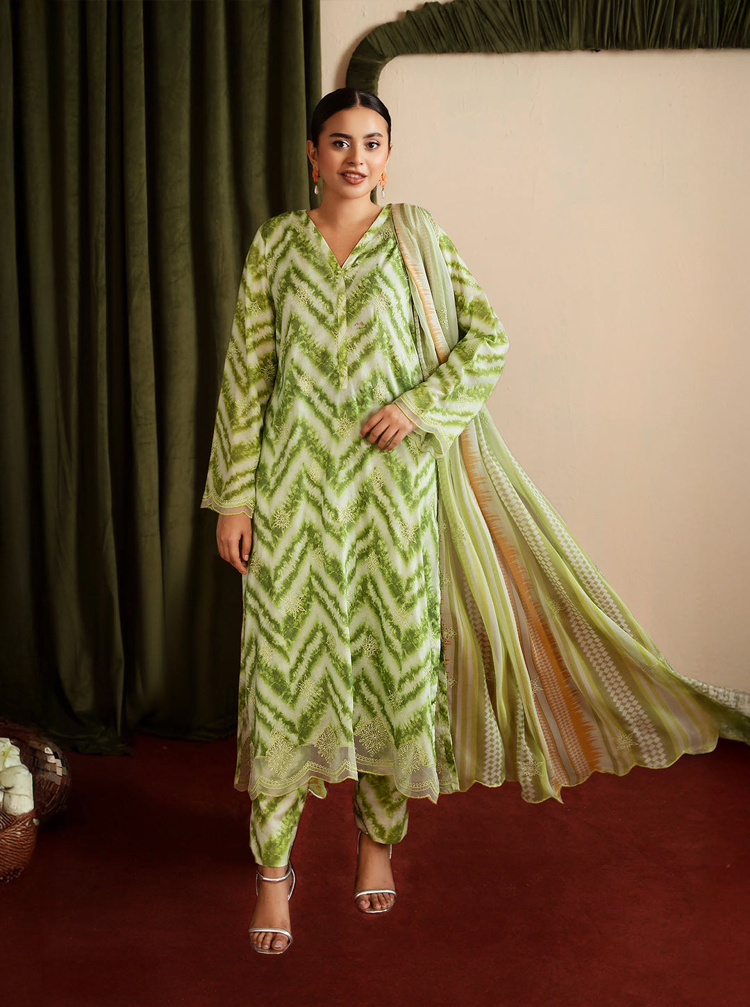 Fresh Green – 3 Piece Stitched Suit Set