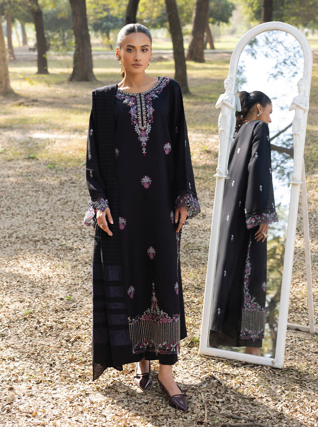 Embroidered Black Beauty Winter Edit -Shades of Joy by Nooré