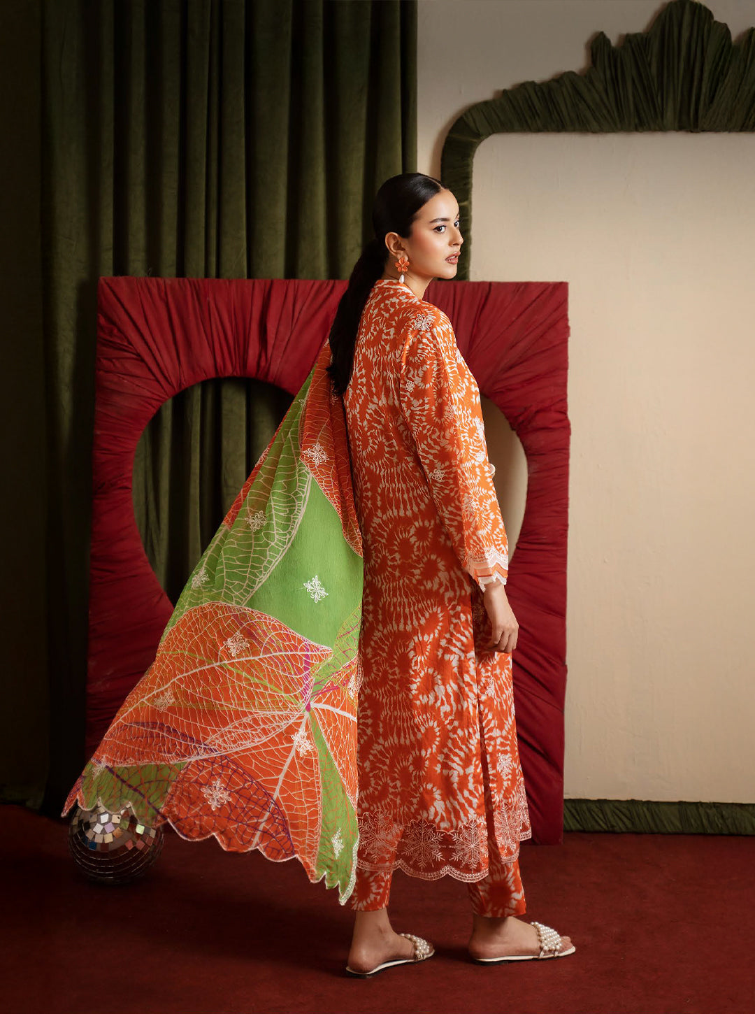 Orange Love – 3 Piece Stitched Suit Set