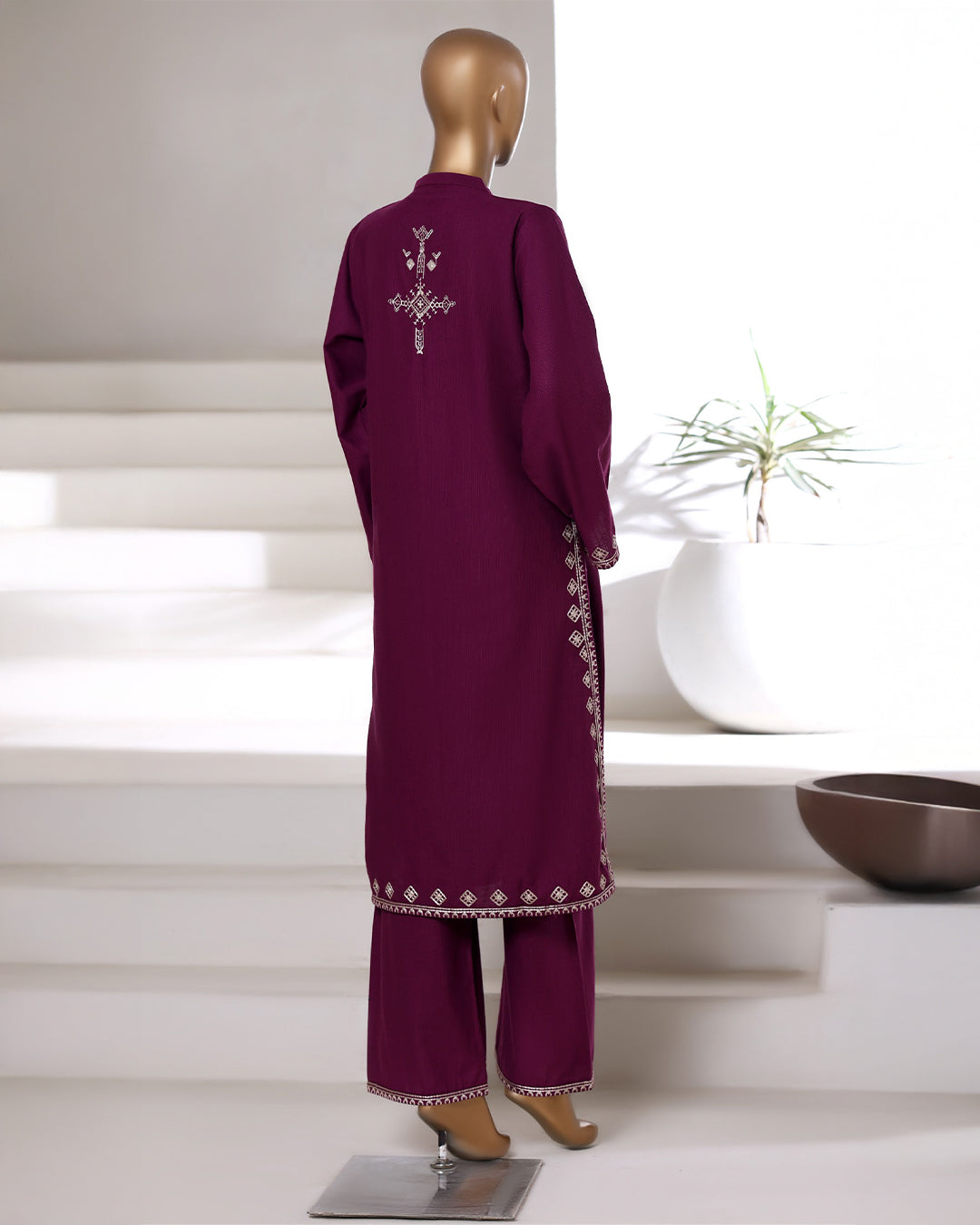 Plum Ready to Wear Winter Khaddar Co-Ord Set