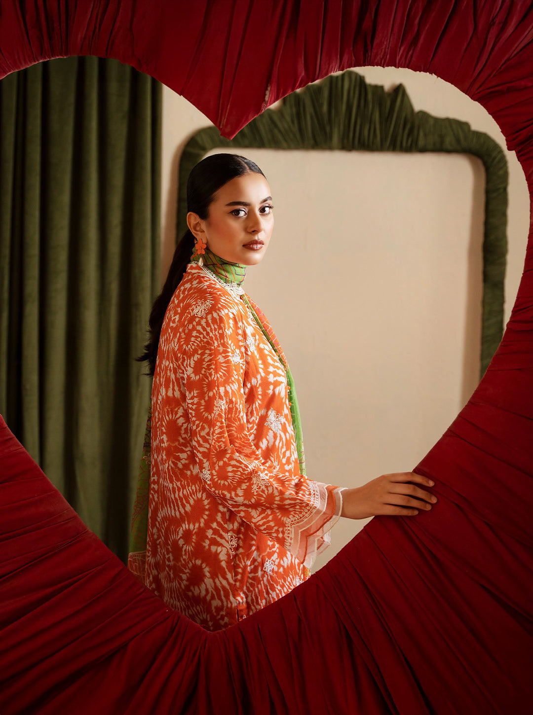 Orange Love – 3 Piece Stitched Suit Set