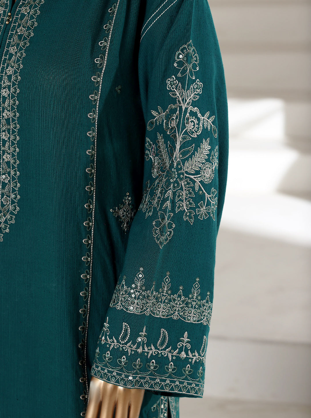 Ready to Wear Winter Khaddar Co-Ord Set – Emerald Green