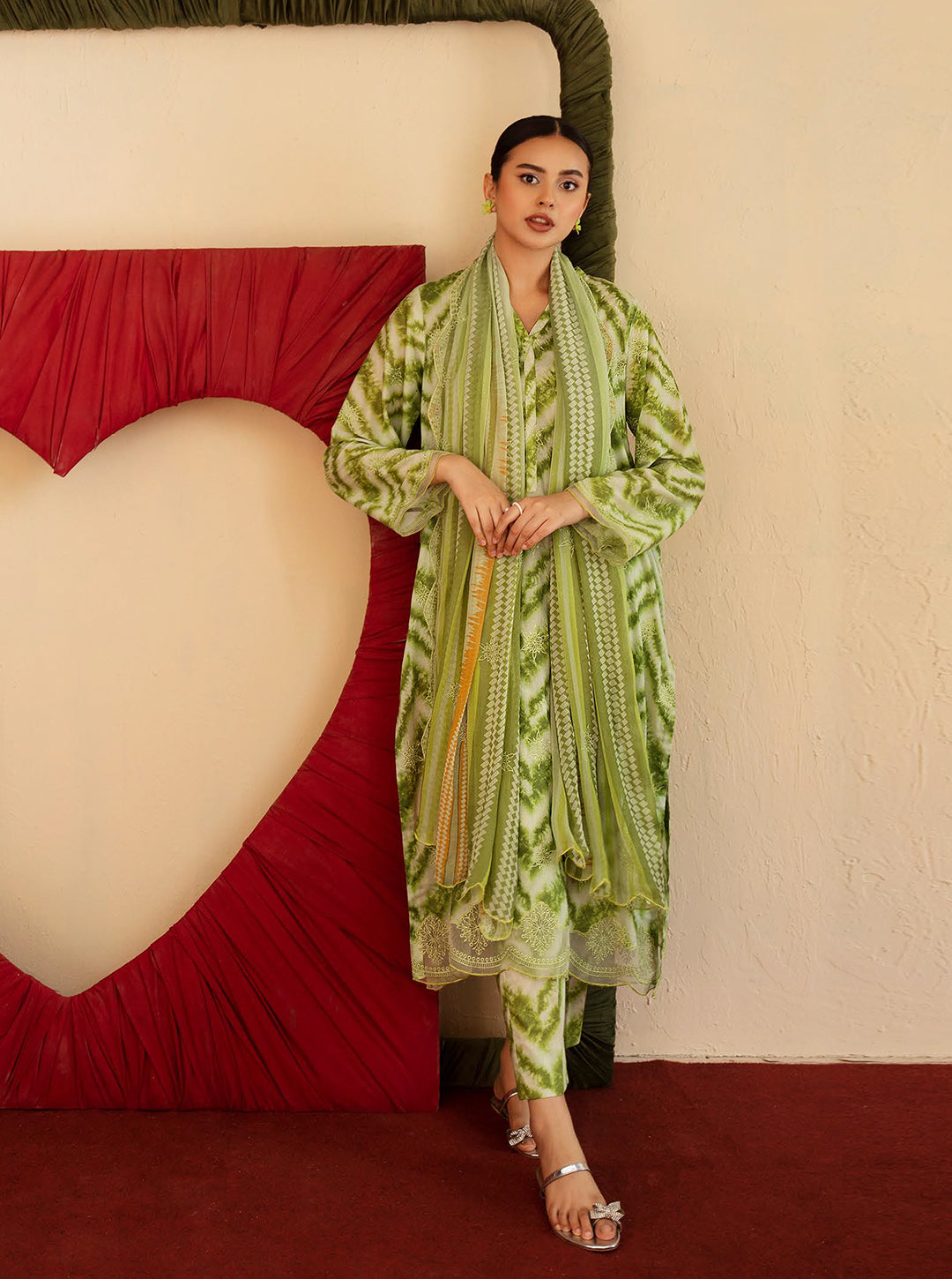 Fresh Green – 3 Piece Stitched Suit Set