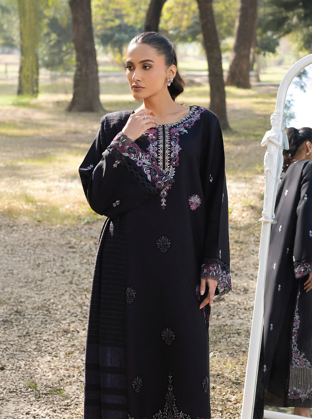 Embroidered Black Beauty Winter Edit -Shades of Joy by Nooré