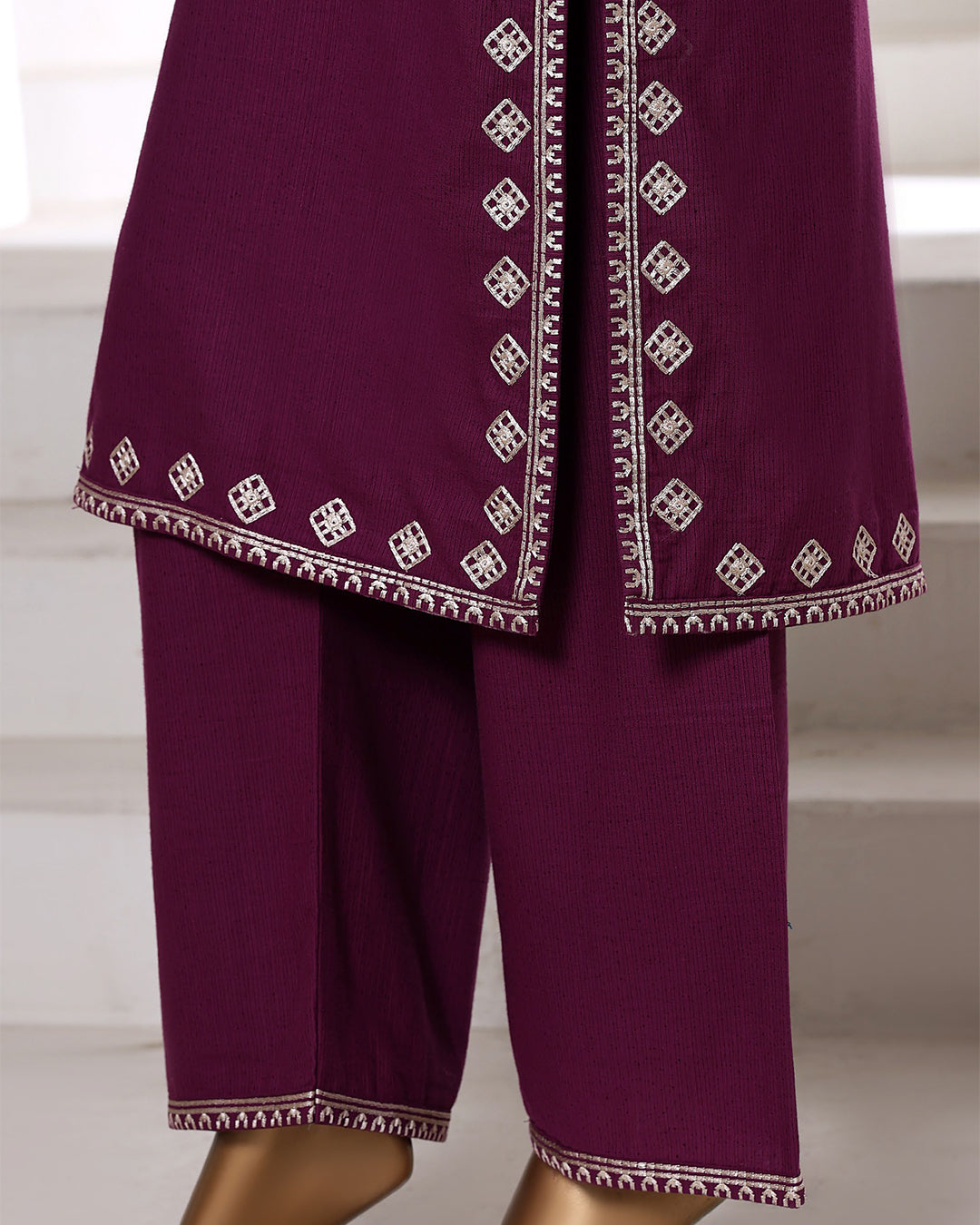 Plum Ready to Wear Winter Khaddar Co-Ord Set