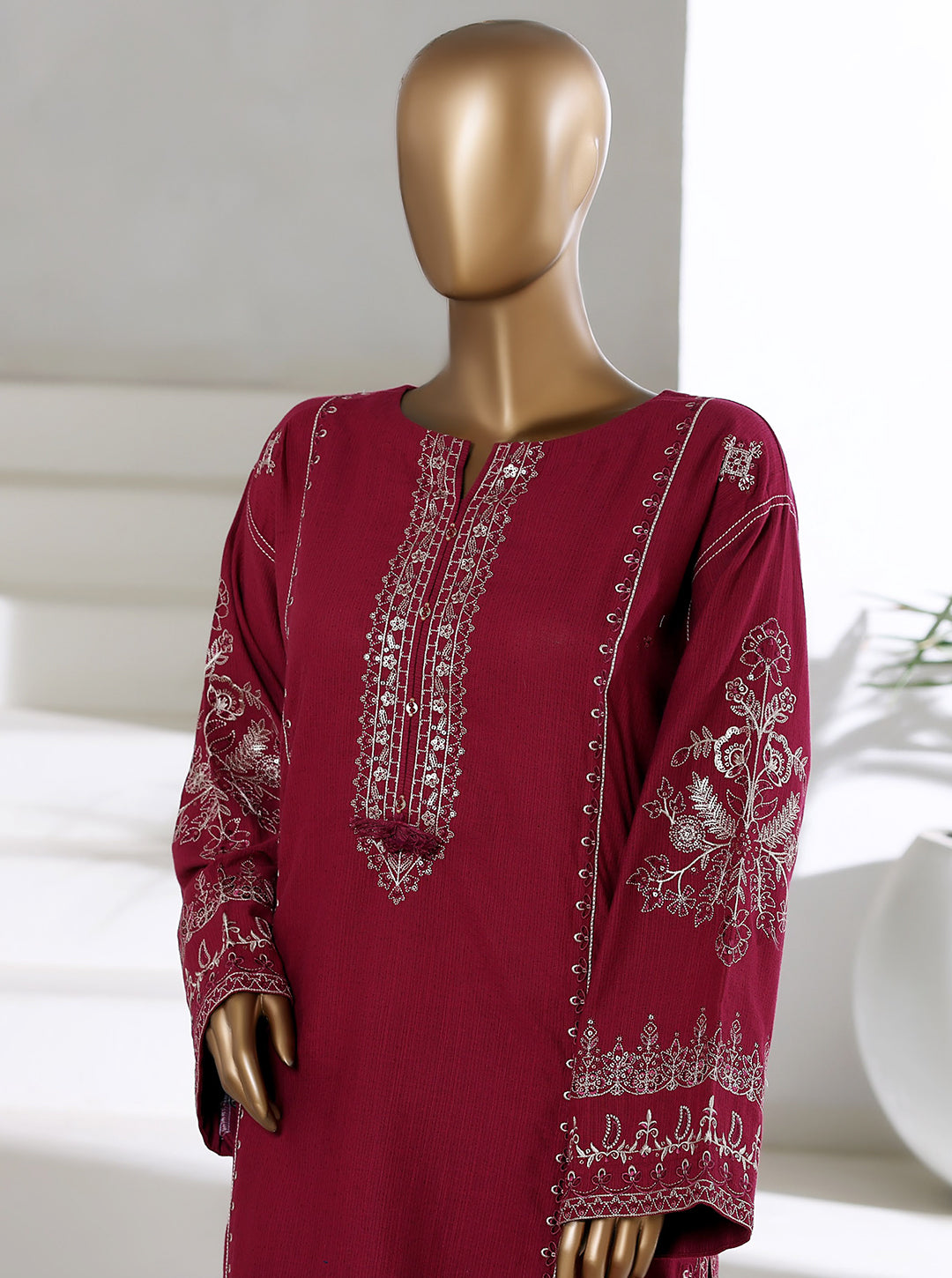 Ready to Wear Winter Khaddar Co-Ord Set – Red