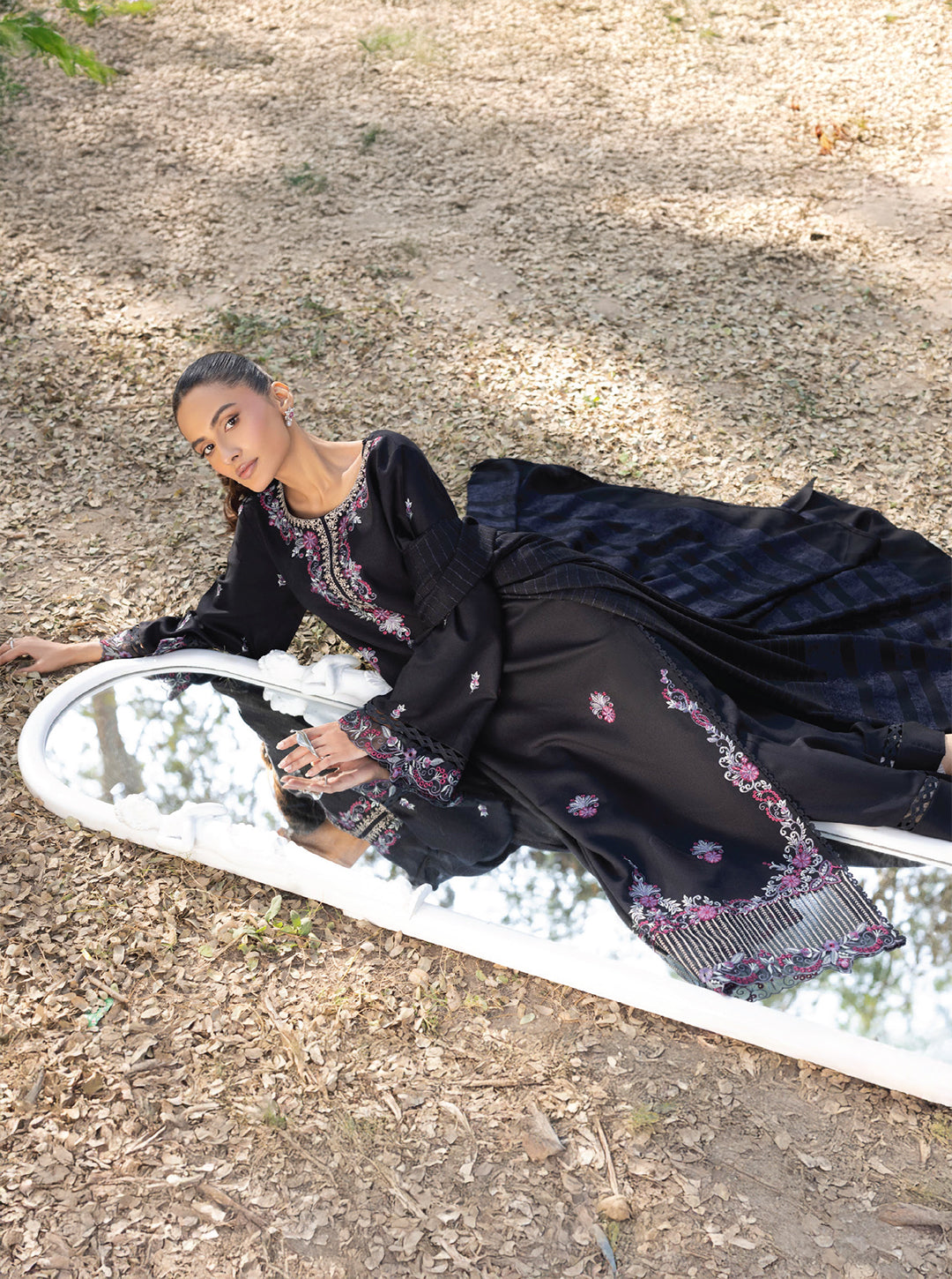 Embroidered Black Beauty Winter Edit -Shades of Joy by Nooré