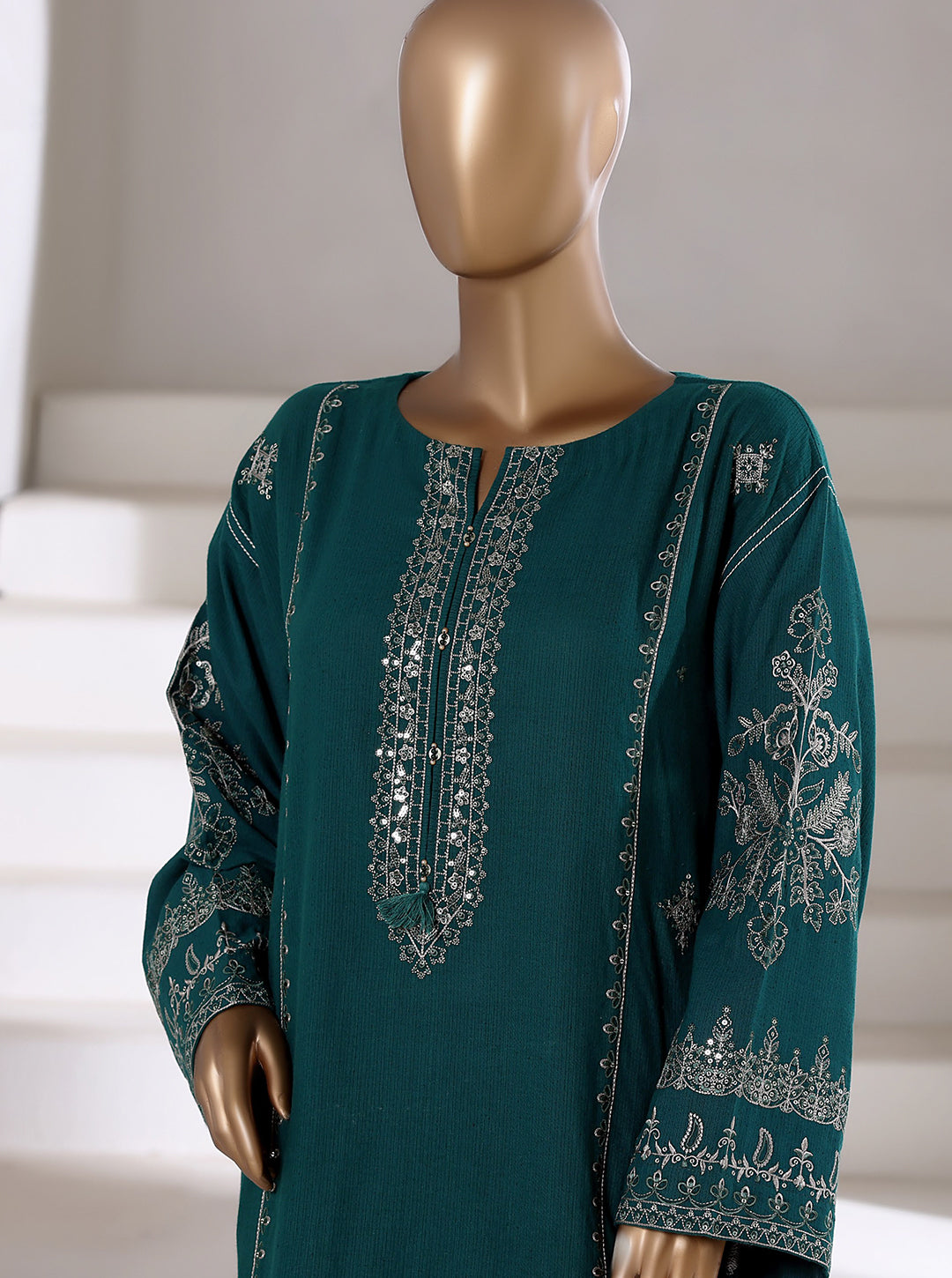 Ready to Wear Winter Khaddar Co-Ord Set – Emerald Green
