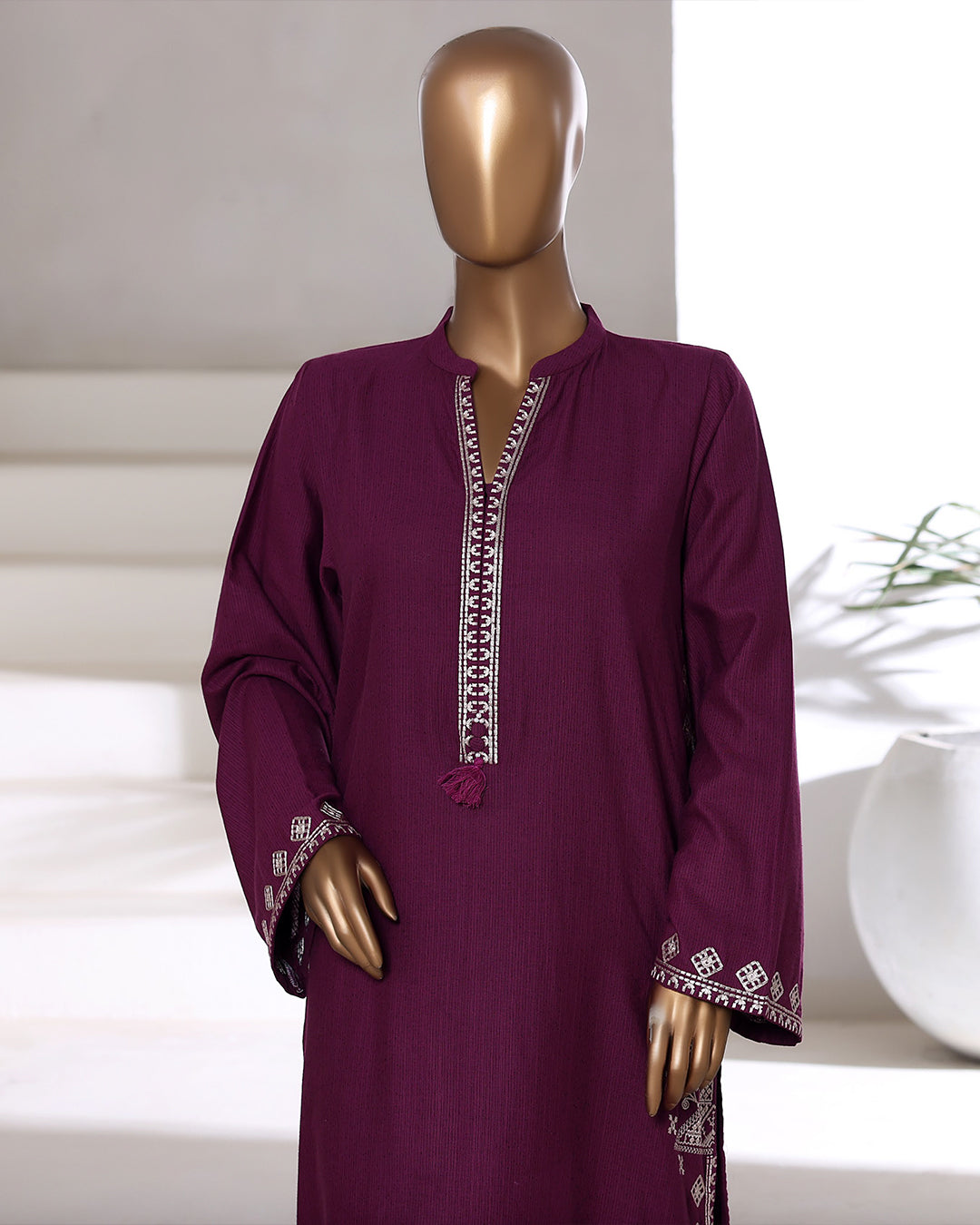 Plum Ready to Wear Winter Khaddar Co-Ord Set