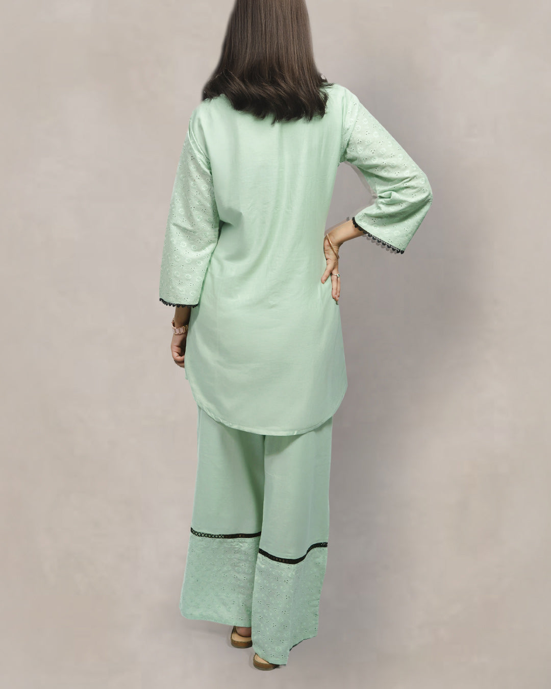 Whispers of Mint – Pastel Green Embroidered Co-Ord Set